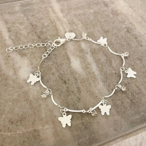 925 Sterling Silver Butterfly Pendant Bracelet Butterfly Charm Bracelet